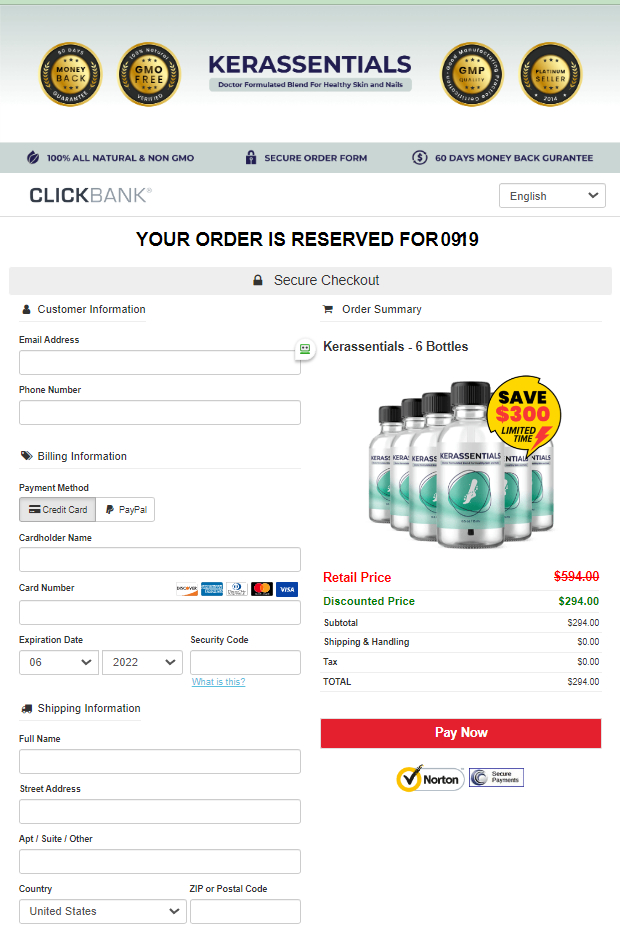 Kerassentials - secure Order Page